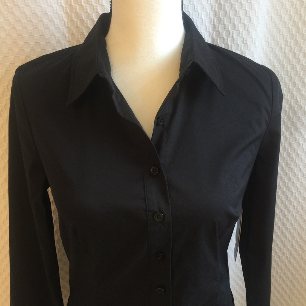 Laundry By Shelli Segal Black Button Down Shirt - Picture 2 of 16
